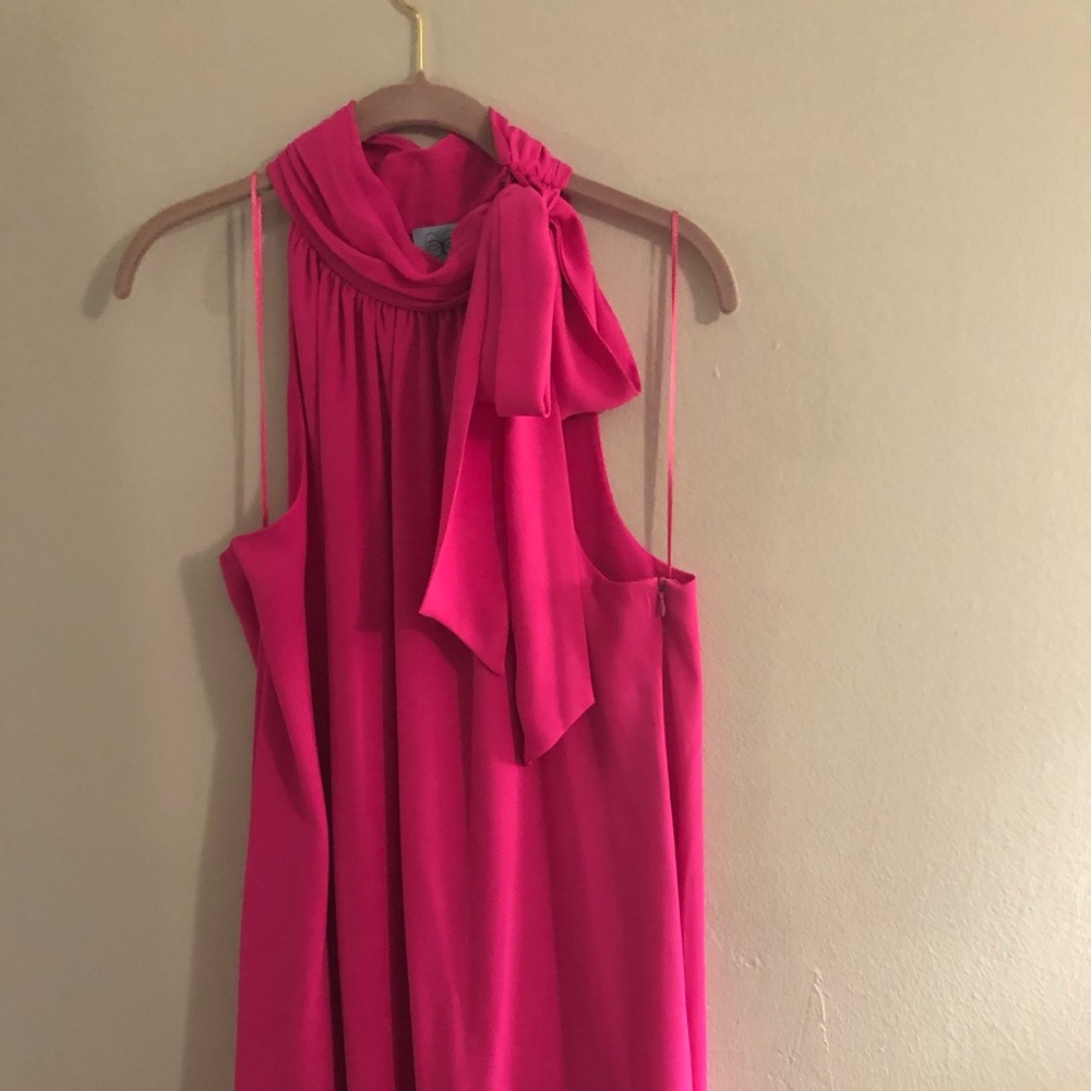 Cece pink halter dress with bow around neck